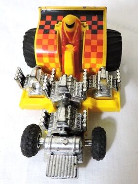 Matchbox 1987 Tractor Pull 4 Big Block Blown Motors Yellow Checkmate Color